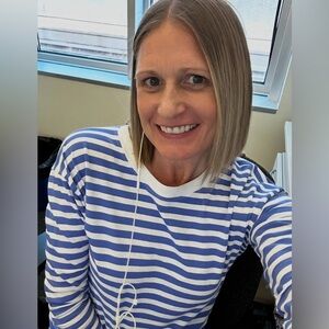 J. Crew Blue and White Striped Top
